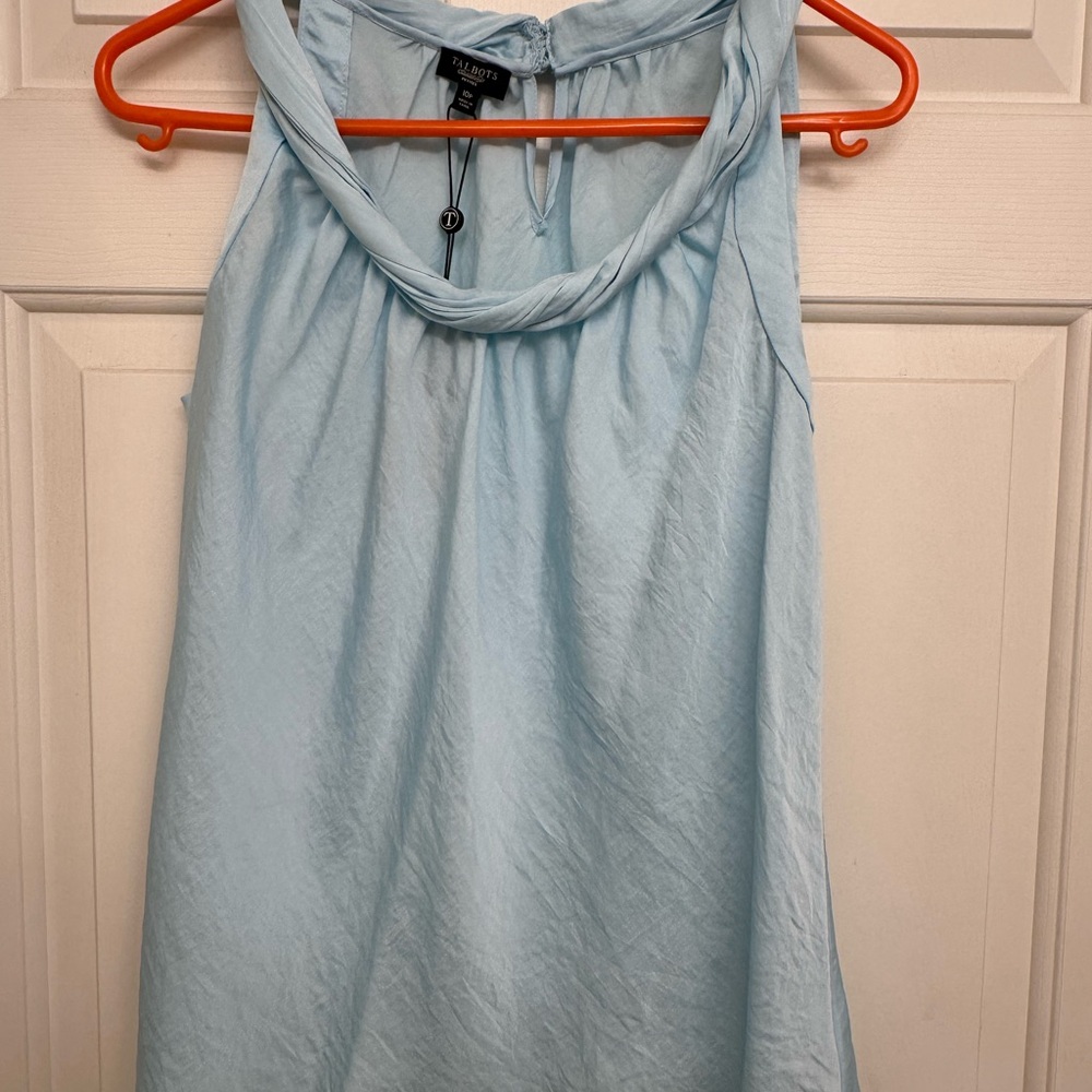 Talbots Blue Tank Top with Gathered Neckline
